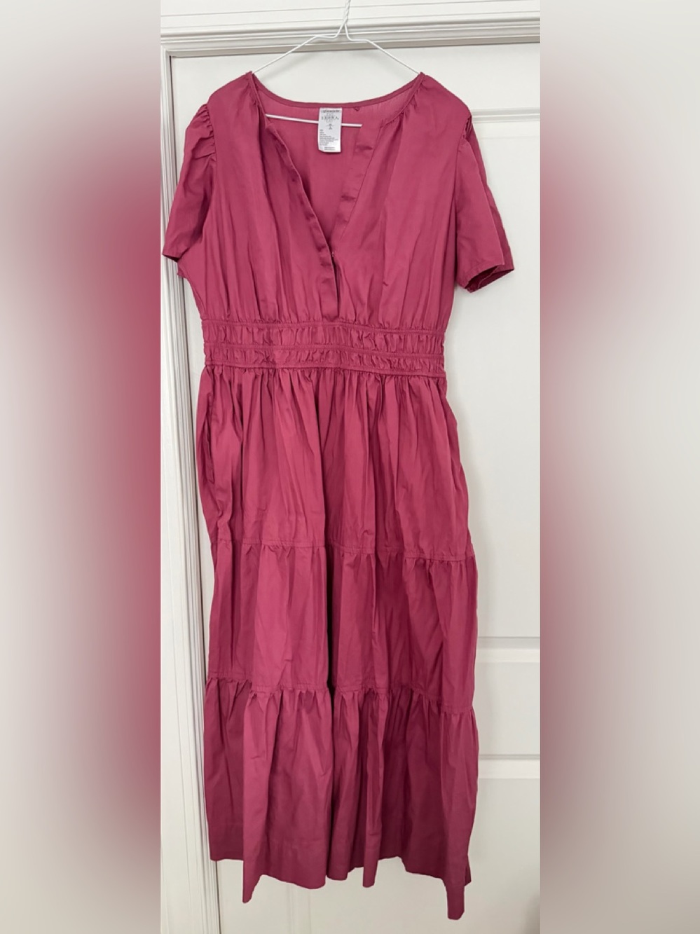 SERRA Berry Midi Maxi Dress with Smocked Waist